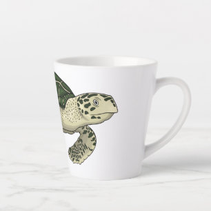 Sea turtle cartoon illustration latte mug