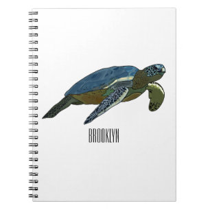 Sea turtle cartoon illustration notebook