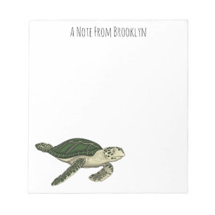 Sea turtle cartoon illustration notepad