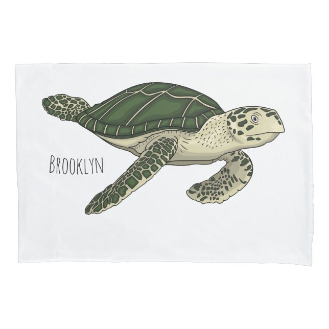 Sea turtle cartoon illustration pillowcase (Front)