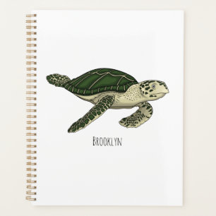 Sea turtle cartoon illustration  planner