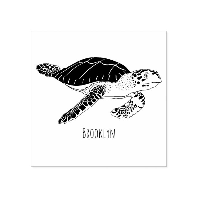 Sea turtle cartoon illustration rubber stamp (Imprint)