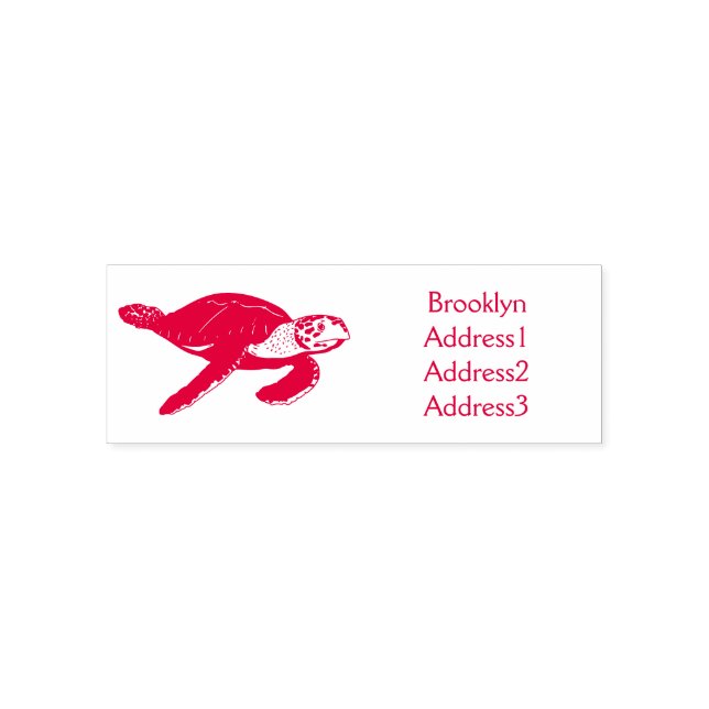 Sea turtle cartoon illustration self-inking stamp (Design)