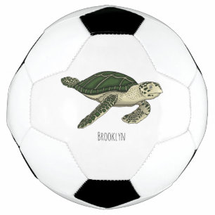 Sea turtle cartoon illustration  soccer ball