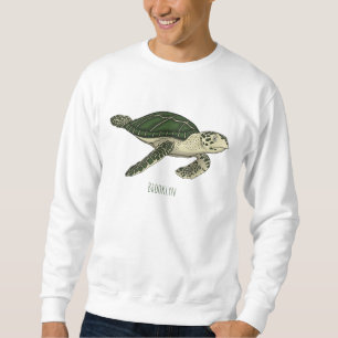 Sea turtle cartoon illustration sweatshirt
