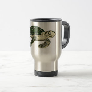 Sea turtle cartoon illustration travel mug