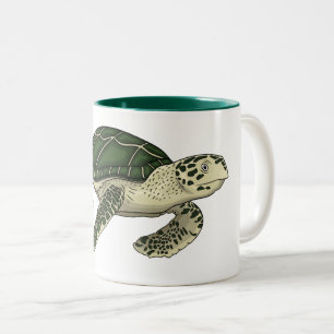 Sea turtle cartoon illustration  Two-Tone coffee mug