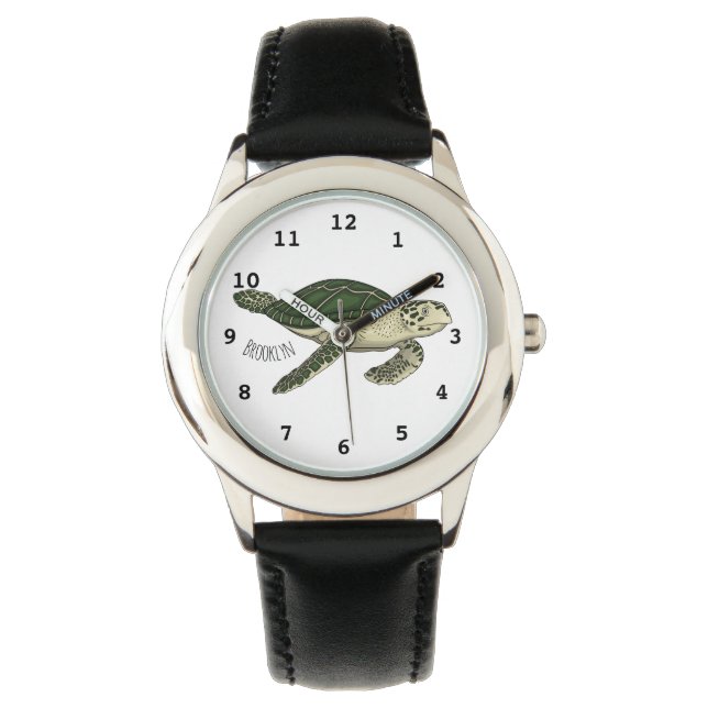 Sea turtle cartoon illustration watch (Front)