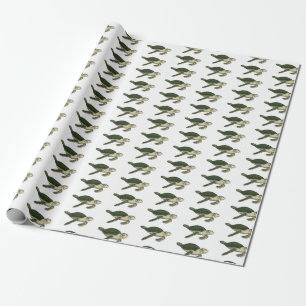 Sea turtle cartoon illustration  wrapping paper
