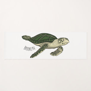 Sea turtle cartoon illustration yoga mat