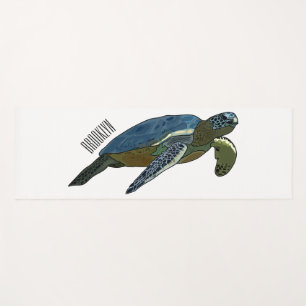 Sea turtle cartoon illustration yoga mat