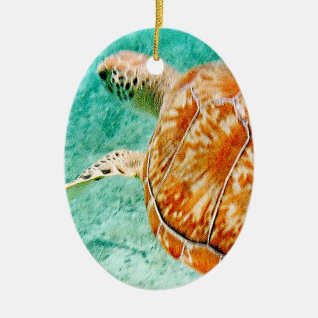 Sea Turtle Ceramic Tree Decoration (Front)