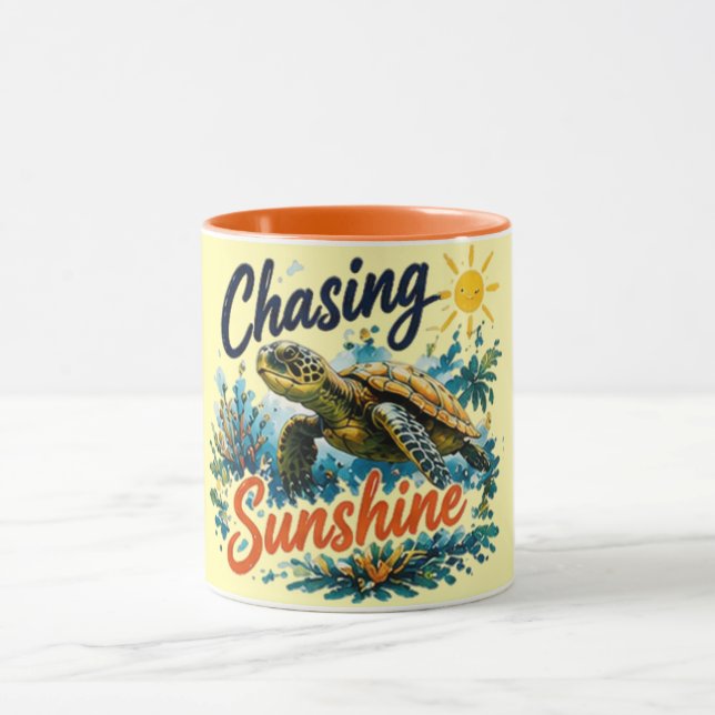 Sea Turtle Chasing Sunshine Mug (Center)