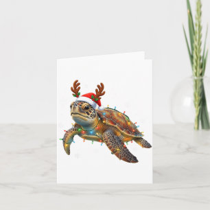 Sea Turtle Christmas Lights Funny Santa Hat Men Wo Card