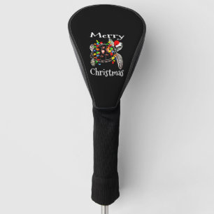 Sea Turtle Christmas Lights Funny Santa Hat Merry Golf Head Cover