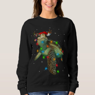Sea Turtle Christmas Lights Funny Santa Hat Merry Sweatshirt