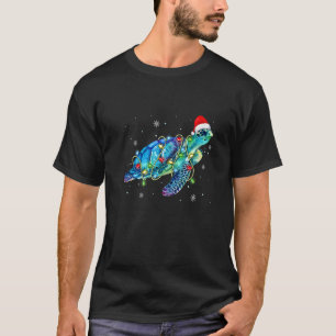 Sea Turtle Christmas Lights Santa Hat Merry Chris T-Shirt