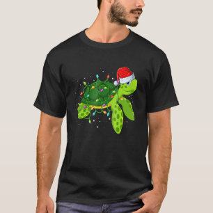 Sea Turtle Christmas Lights Santa Hat Merry Chris T-Shirt