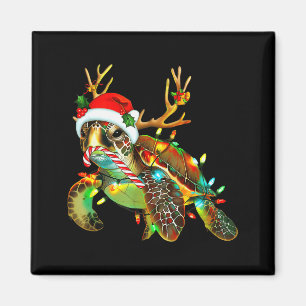 Sea Turtle Christmas Lights Santa Hat Merry Christ Magnet