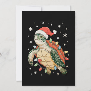 Sea Turtle Christmas Lights Xmas Hat Holiday Card