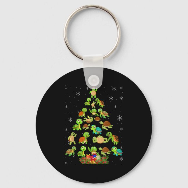Sea Turtle Christmas Tree Matching Family Xmas Tre Key Ring (Front)