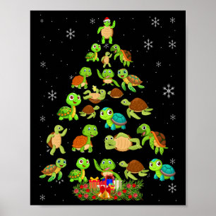 Sea Turtle Christmas Tree Matching Family Xmas Tre Poster