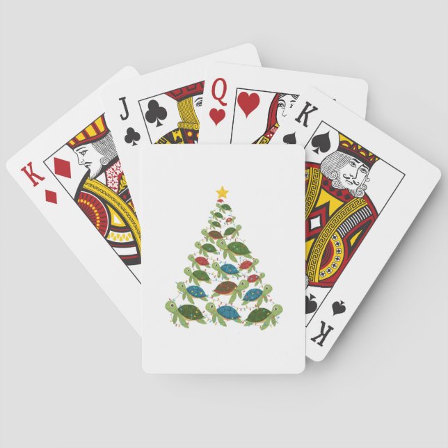 Sea Turtle Christmas Tree Santa Hat Xmas  Playing Cards (Back)