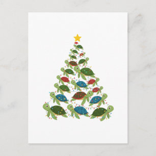 Sea Turtle Christmas Tree Santa Hat Xmas Postcard