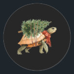 Sea Turtle Christmas Tree Turtle Beach Lover Ocean Classic Round Sticker<br><div class="desc">Sea Turtle Christmas Tree Turtle Beach Lover Ocean Animal</div>