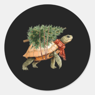 Sea Turtle Christmas Tree Turtle Beach Lover Ocean Classic Round Sticker