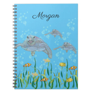 Sea Turtle Colourful Original Drawing Personalised Notebook