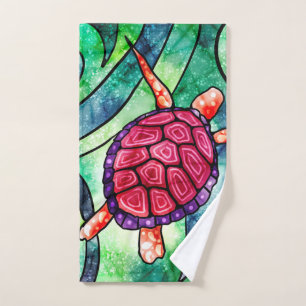 Sea Turtle Colourful Tropical Hand Towel