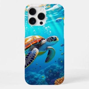 Sea Turtle Colourful Underwater Scene Birthday iPhone 16 Pro Max Case