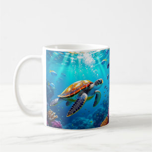 Sea Turtle Colourful Underwater Scene Coffee Mug