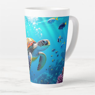 Sea Turtle Colourful Underwater Scene   Latte Mug