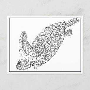 Sea Turtle Colouring Postcard