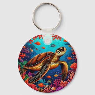 🐢 Sea Turtle Coral Reef For Ocean Lovers Gift Key Ring