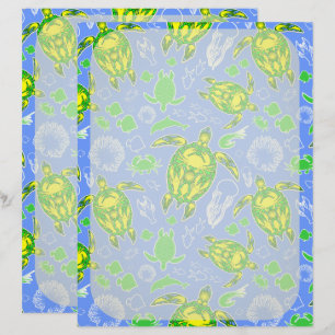 Sea Turtle Coral Reef Marine Life Symbol  Custom Letterhead