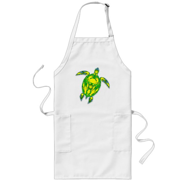 Sea Turtle Coral Reef Marine Life Symbol  Long Apron (Front)