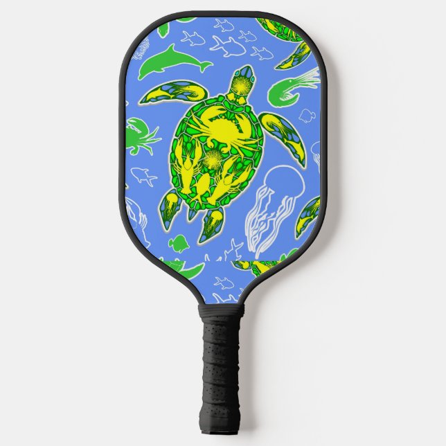 Sea Turtle Coral Reef Marine Life Symbol  Pickleball Paddle (Back)