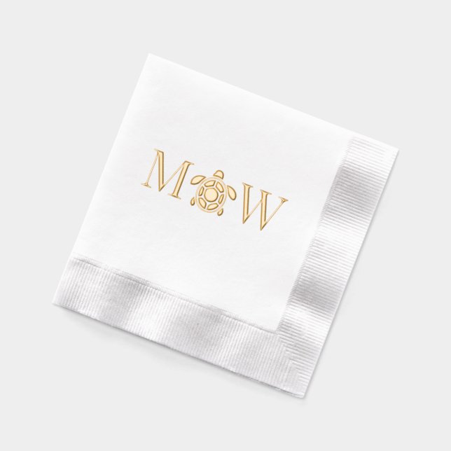 Sea Turtle Couple Wedding 2 Initial Monogram Foil Napkins (Left)