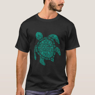 Sea Turtle Dala Distressed Teal Boho Turtles T-Shirt