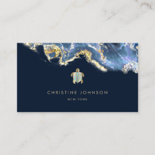 sea turtle dark blue background business card