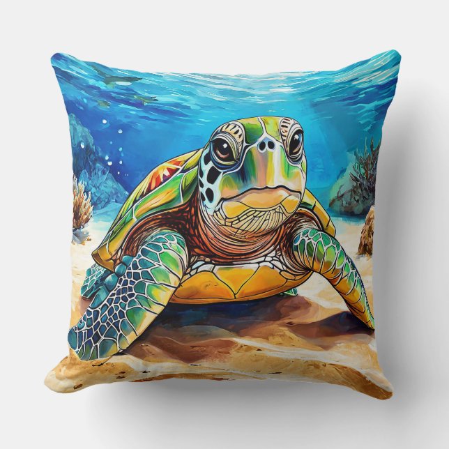 🌊 Sea Turtle Design For Coastal Room Decor 🌊 Cushion (Front)