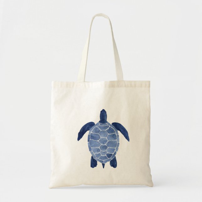 Sea Turtle Design in Indigo Tote Bag (Front)