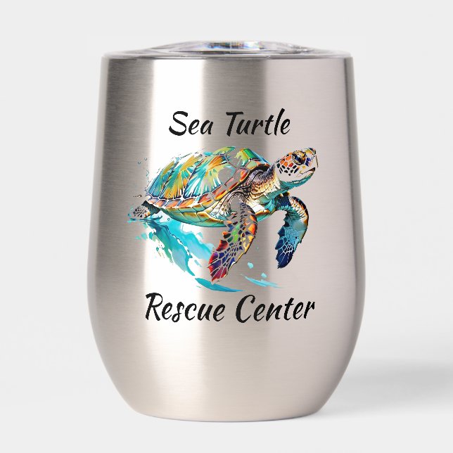 Sea Turtle Design Thermal Wine Tumbler (Front)