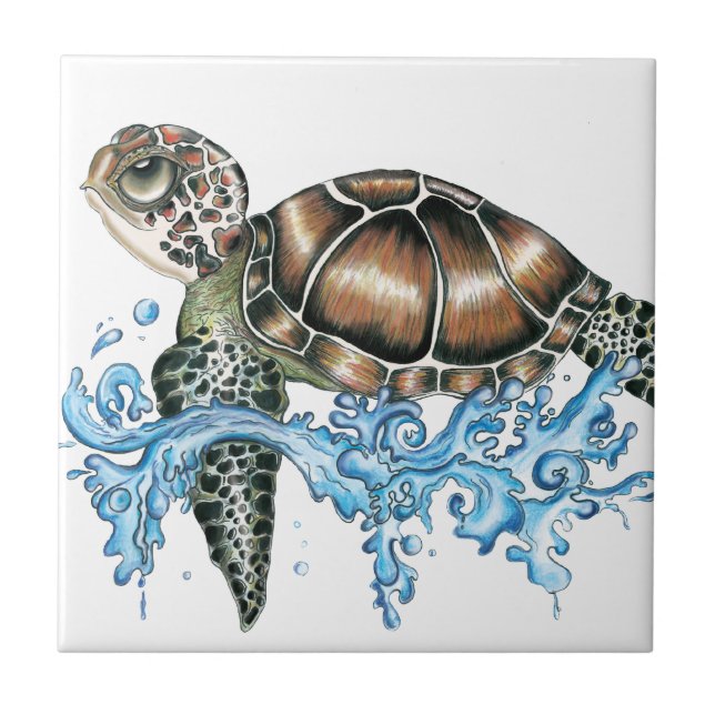 sea turtle design tile (Front)