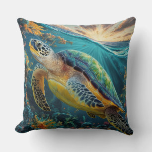 Sea Turtle Diving in the Sea Cushion