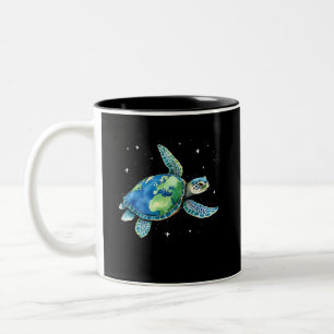 Sea Turtle Earth Day 2025 Sea Animals  Two-Tone Coffee Mug