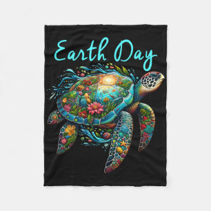 Sea Turtle Earth Day Save The Earth Fleece Blanket